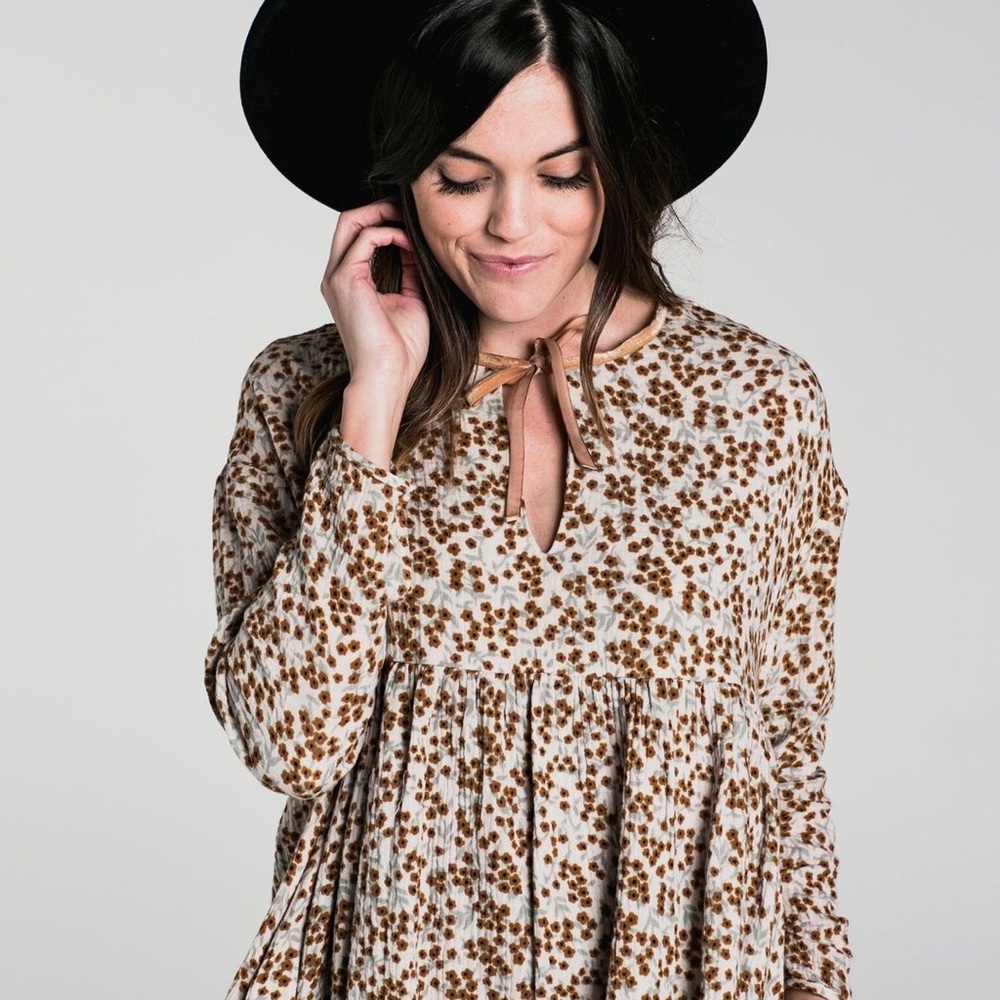 Rylee + Cru Flower Field Velvet Tie Mini Dress